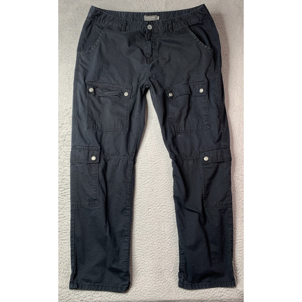Christian Audigier Pants Mens Size 40x32 Double Pockets Metal Snaps Black Cargo
